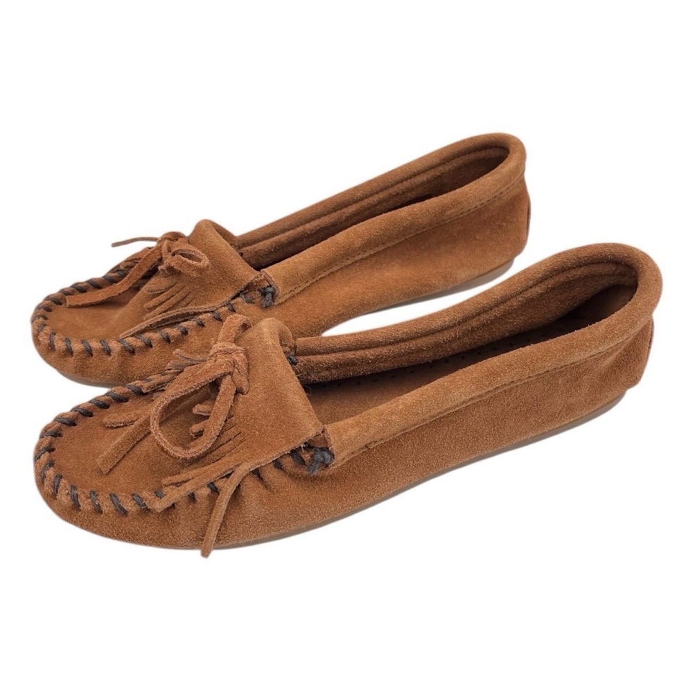 WOMEN'S MINNETONKA   402 KILTY BROWN  MOCASSINS SUEDE SIZE 6.5